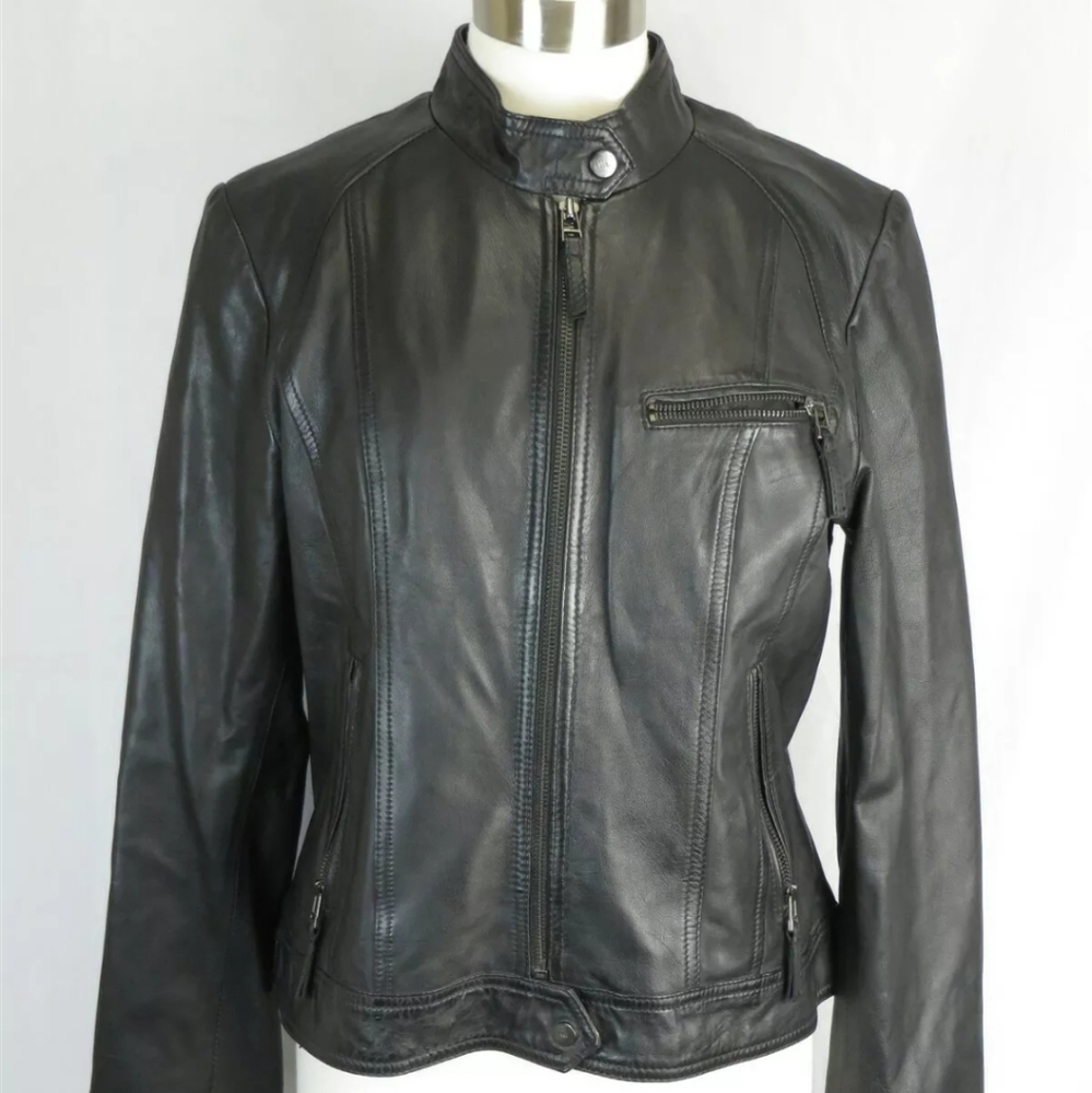 Wilsons Leather Black Genuine Leather Zip Jacket